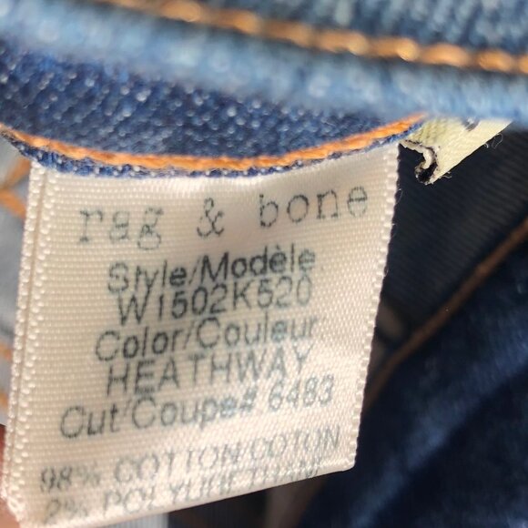 Rag & Bone 28 Skinny Blue Denim Jeans Heathway Light Wash - Picture 10 of 10